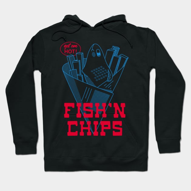 Retro Fish and Chips Design - English Food Hoodie by YourGoods